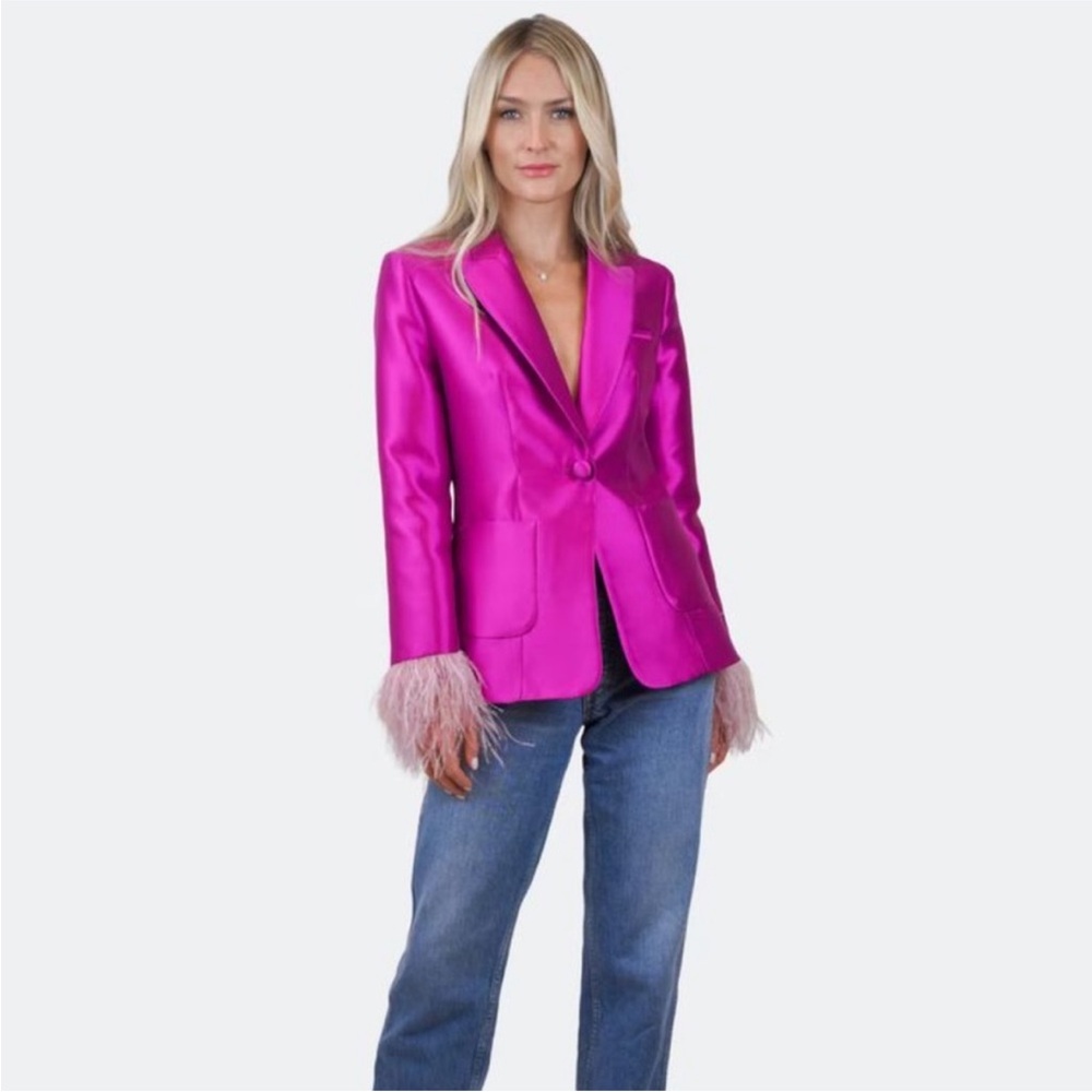 Hot Pink Into the Night Feather Blazer 🩷